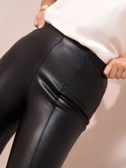 Friends Like These Black Curve Faux Leather Leggings