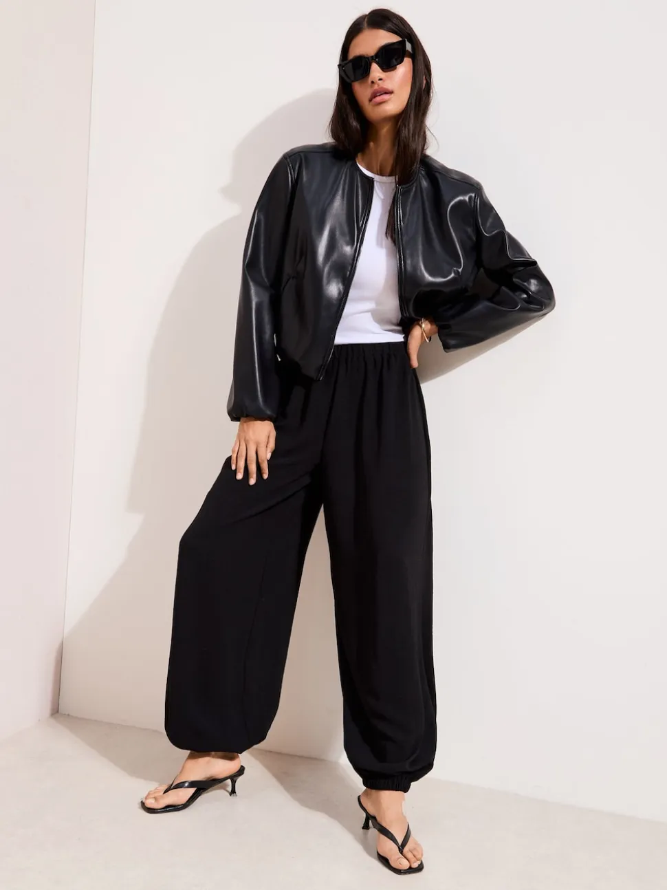 Friends Like These Black Balloon Trousers With Elasticated Waist