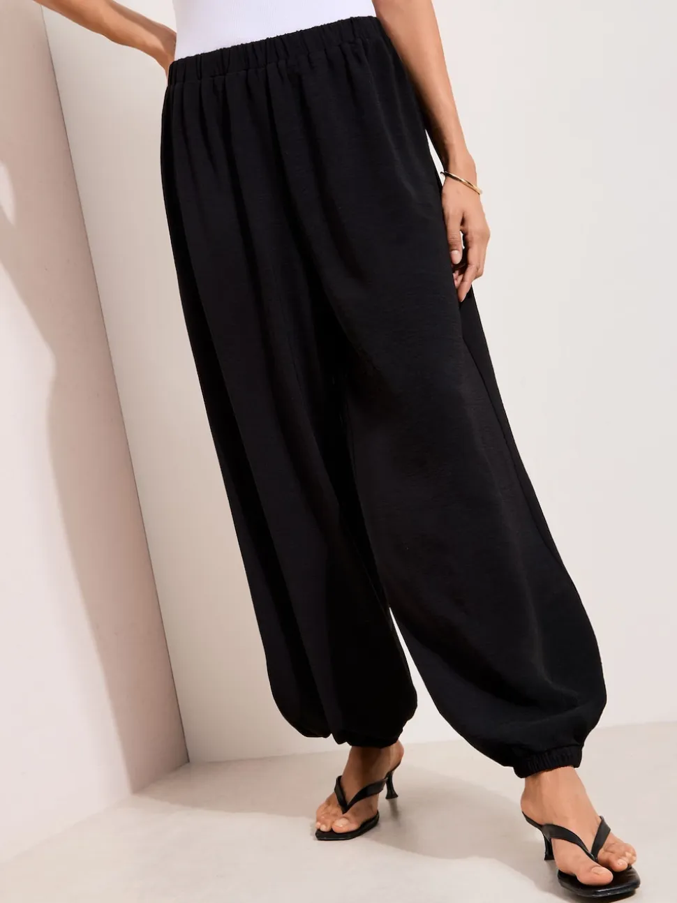 Friends Like These Black Balloon Trousers With Elasticated Waist