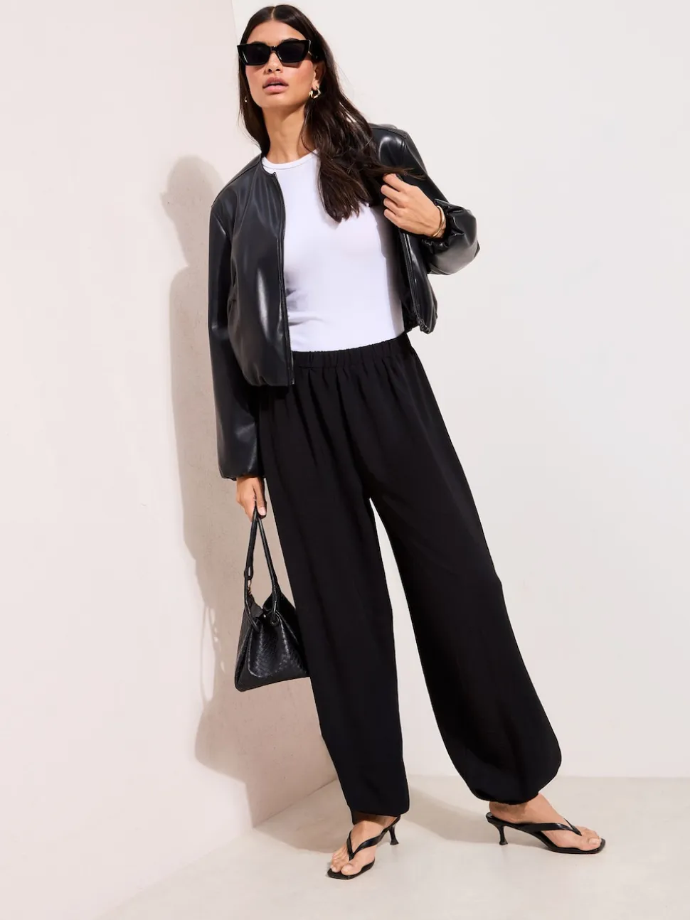 Friends Like These Black Balloon Trousers With Elasticated Waist