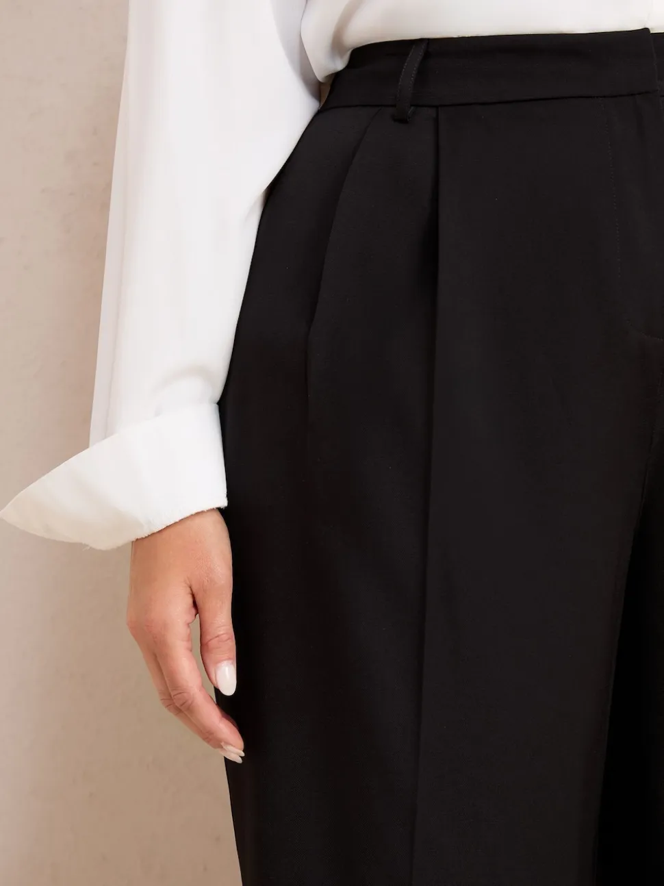 Friends Like These Black Curve Premium Elastic Back Tailored Wide Leg Trousers