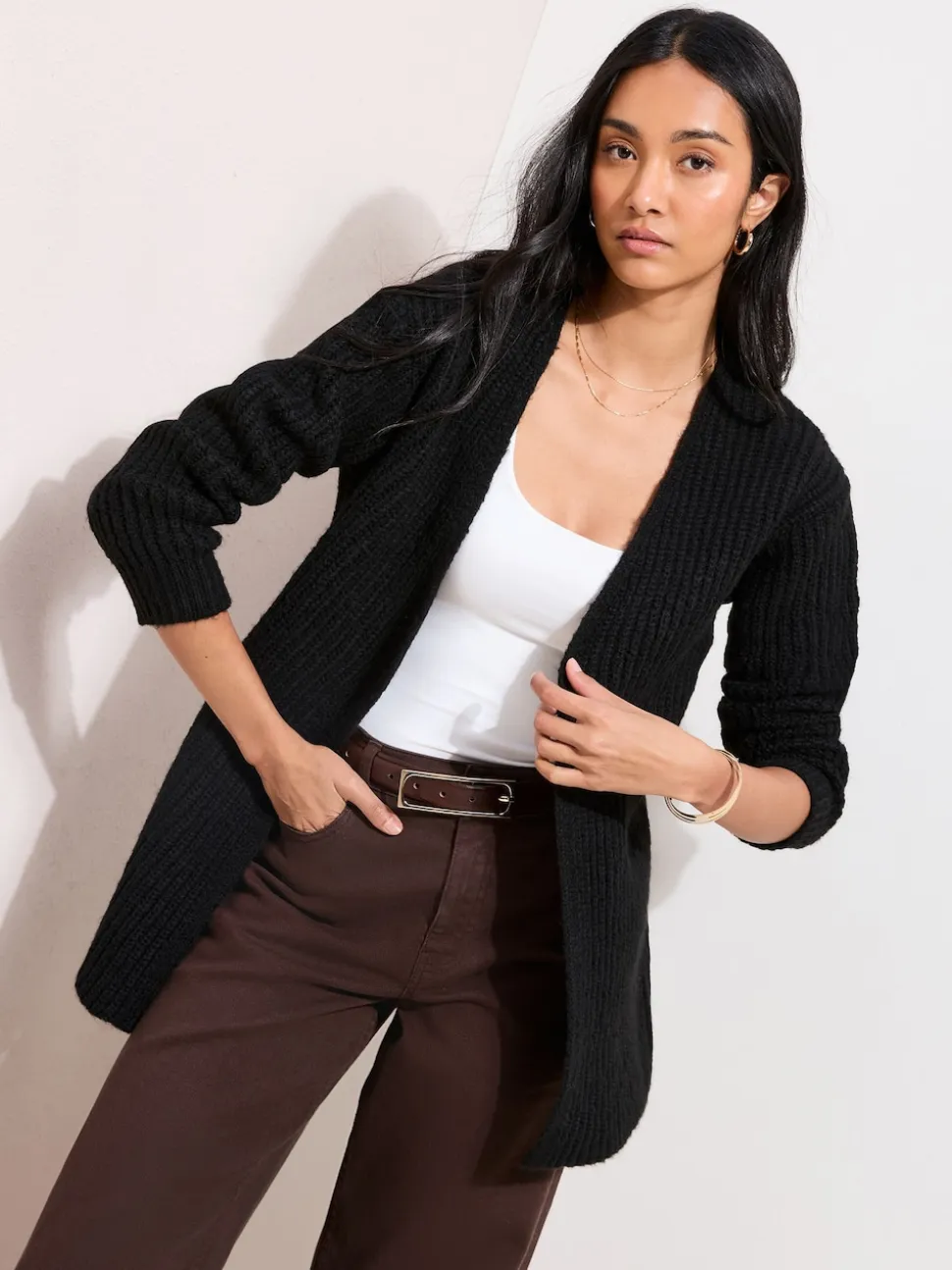 Friends Like These Black Chunky Longline Cardigan