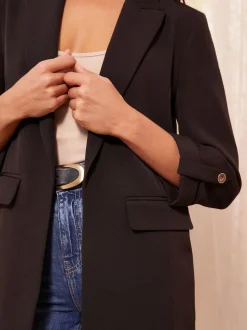 Friends Like These Black Edge to Edge Tailored Sleeve Detail Blazer