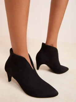 Friends Like These Black Faux Suede Standard fit Formal Mid Heel Shoe Boots