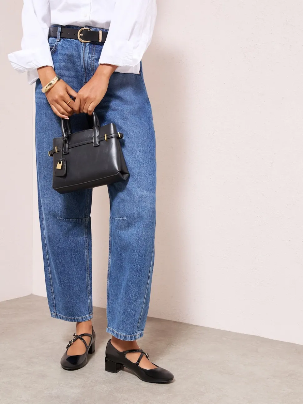 Friends Like These Black Wide Fit Faux Leather Cross Strap Low Block Heel Smart Maryjane Court Shoes
