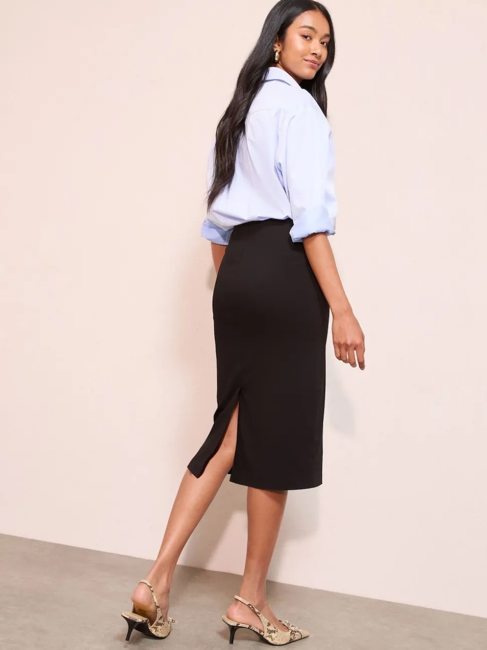 Friends Like These Black Pencil Midi Skirt