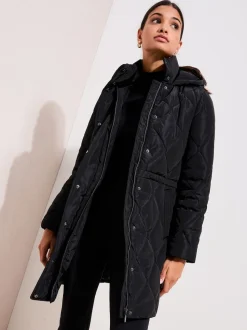 Friends Like These Black Mid Length Padded Coat