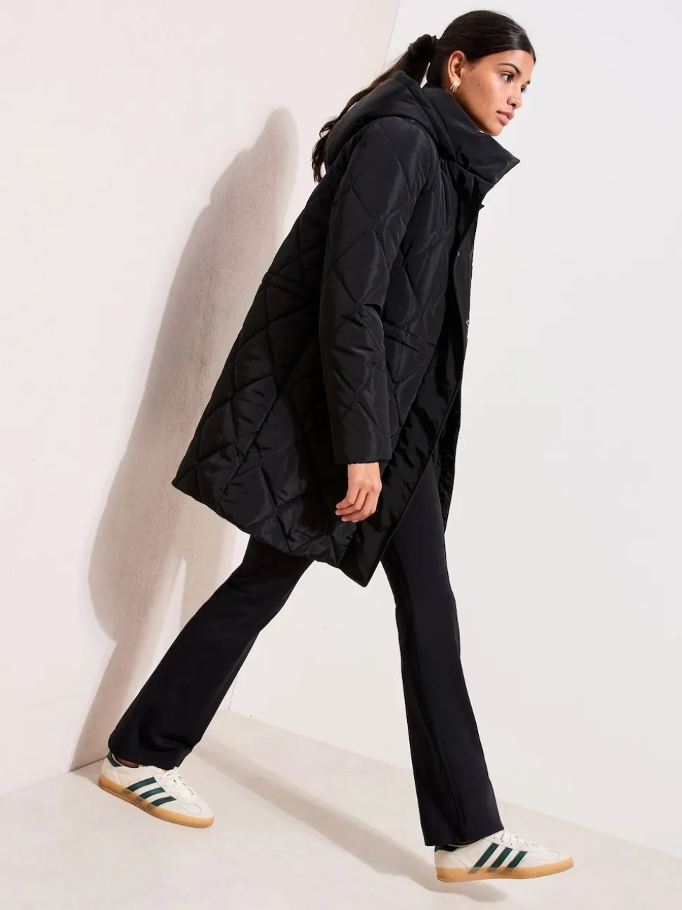 Friends Like These Black Mid Length Padded Coat