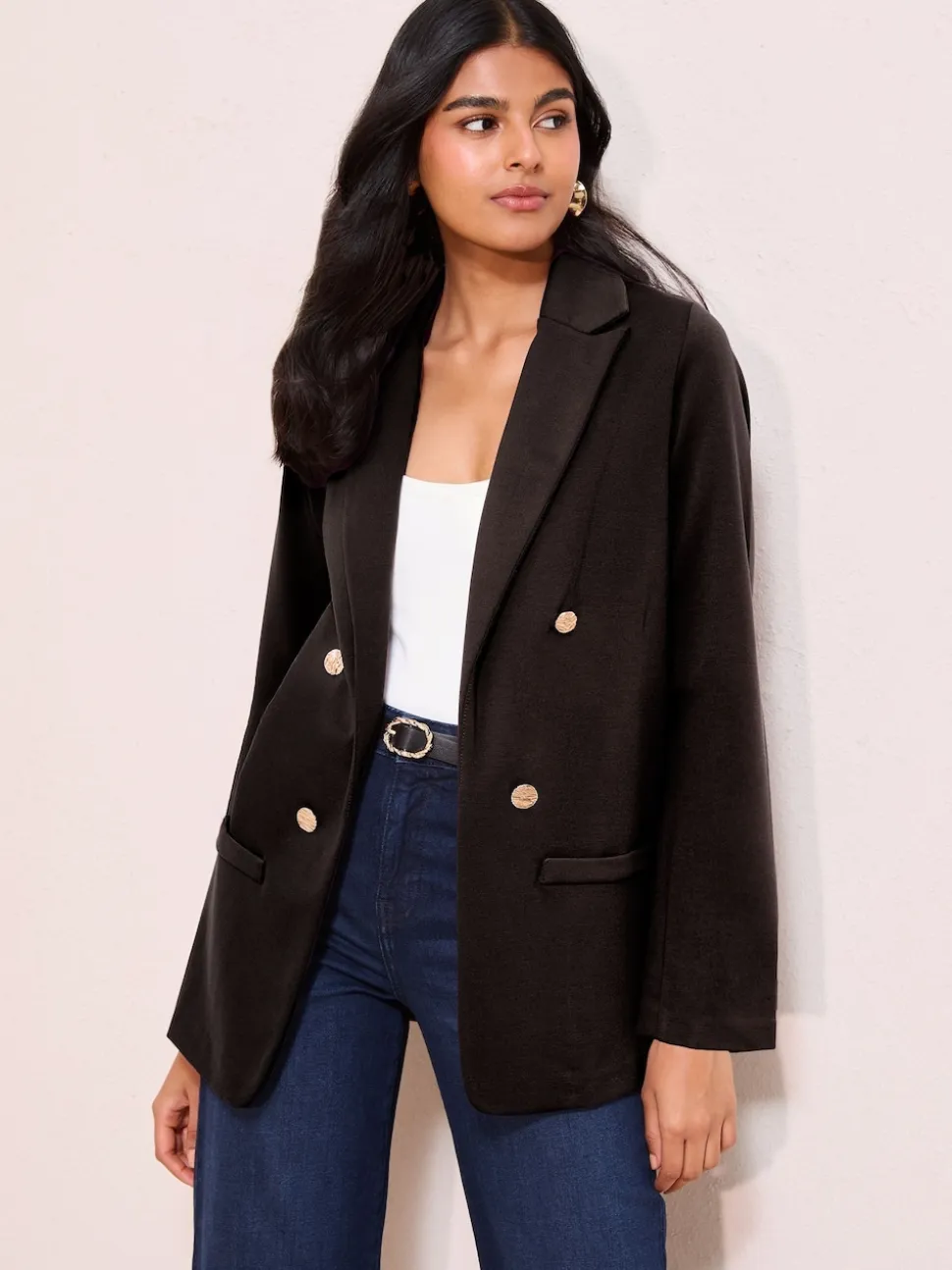 Friends Like These Black Petite Edge To Edge Ponte Tailored Blazer
