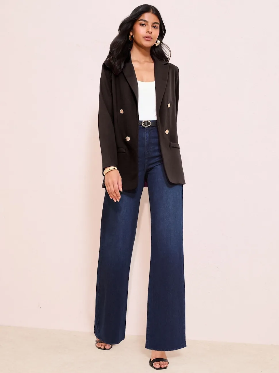 Friends Like These Black Petite Edge To Edge Ponte Tailored Blazer