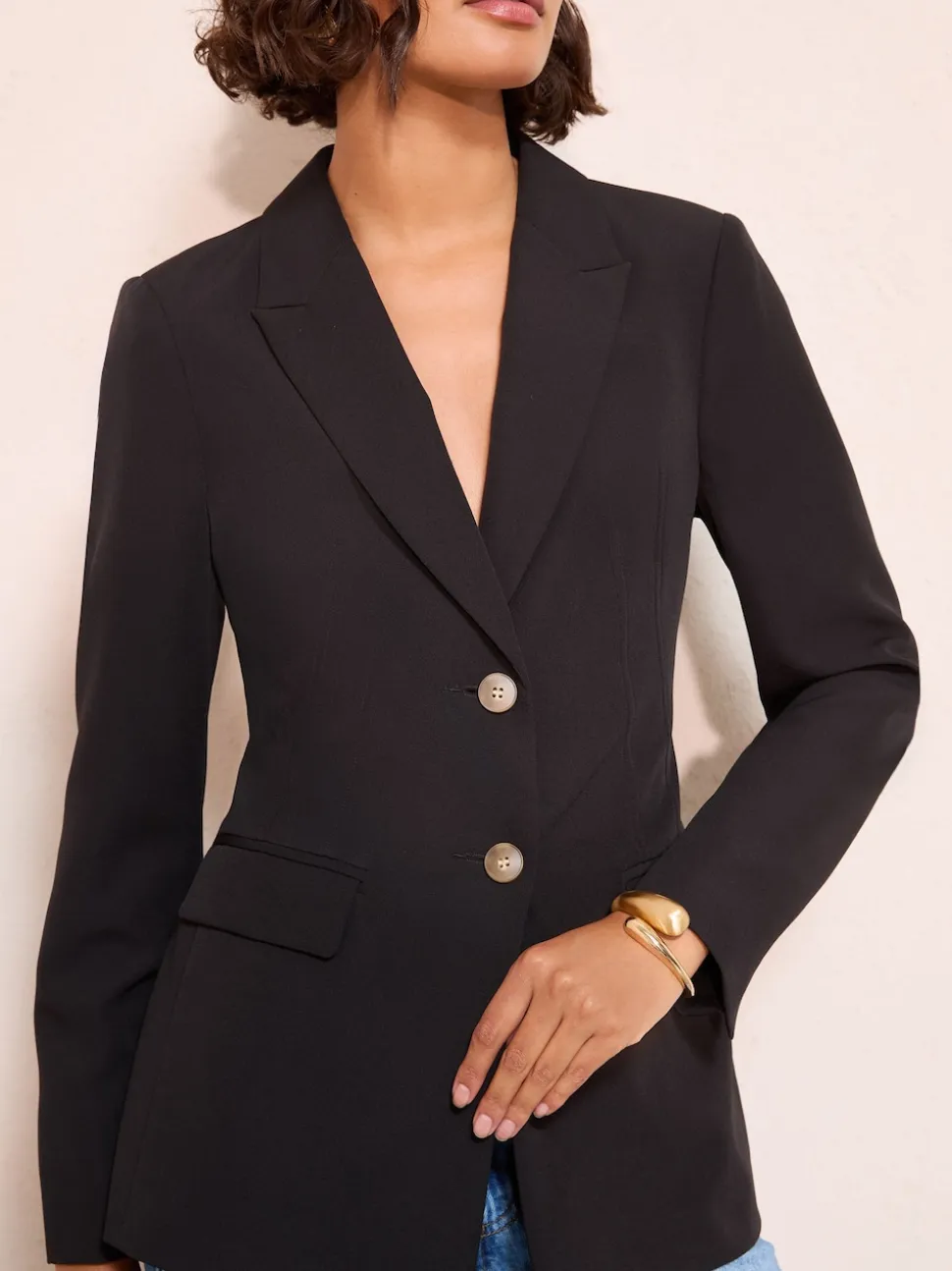Friends Like These Black Cinched Waist Blazer