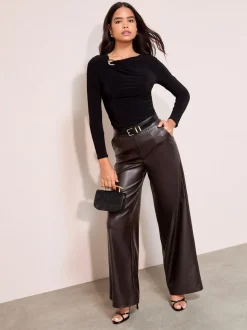 Friends Like These Black Long Sleeve Buckle Hardware Top