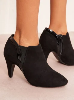 Friends Like These Black Standard fit Mid Heel Mix Material Ankle Boots