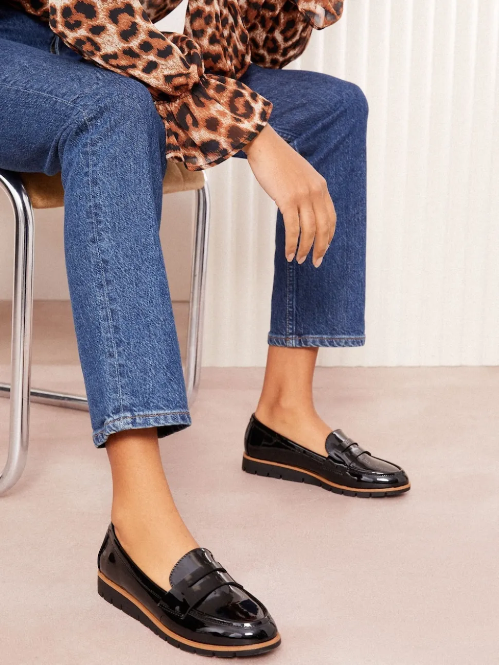 Friends Like These Black Standard Fit Comfort Patent Faux Leather Flat Loafers