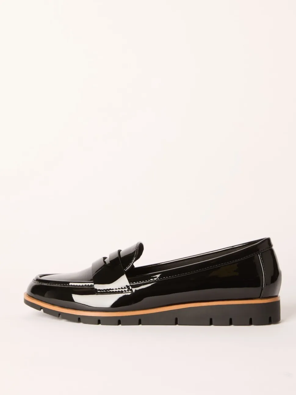 Friends Like These Black Standard Fit Comfort Patent Faux Leather Flat Loafers