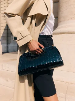 Friends Like These Black Croc Effect Grab Handle Clutch Bag