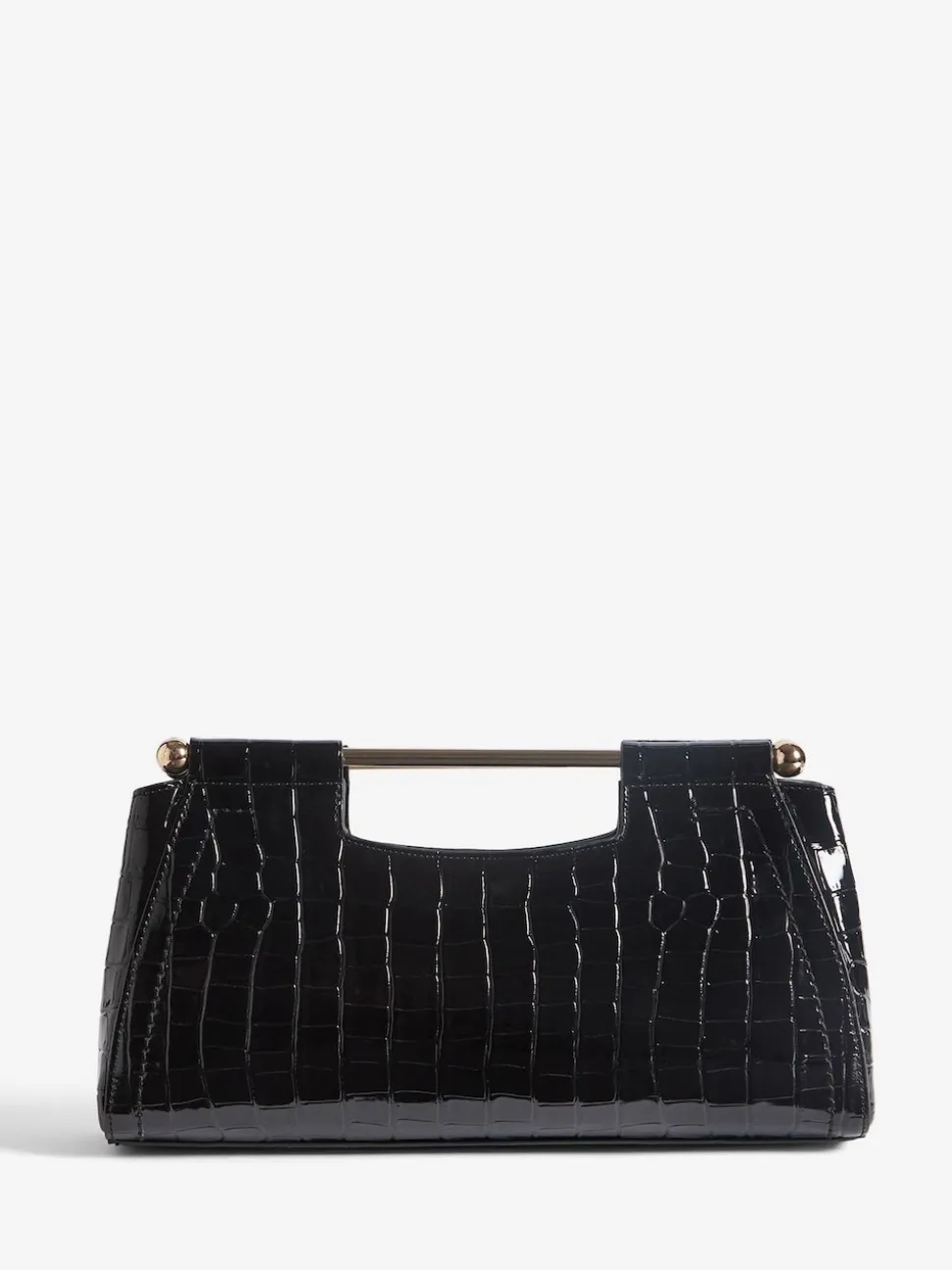 Friends Like These Black Croc Effect Grab Handle Clutch Bag