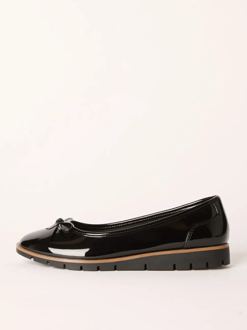 Friends Like These Black Standard Fit Comfort Patent Faux Leather Flat Ballerina Shoes