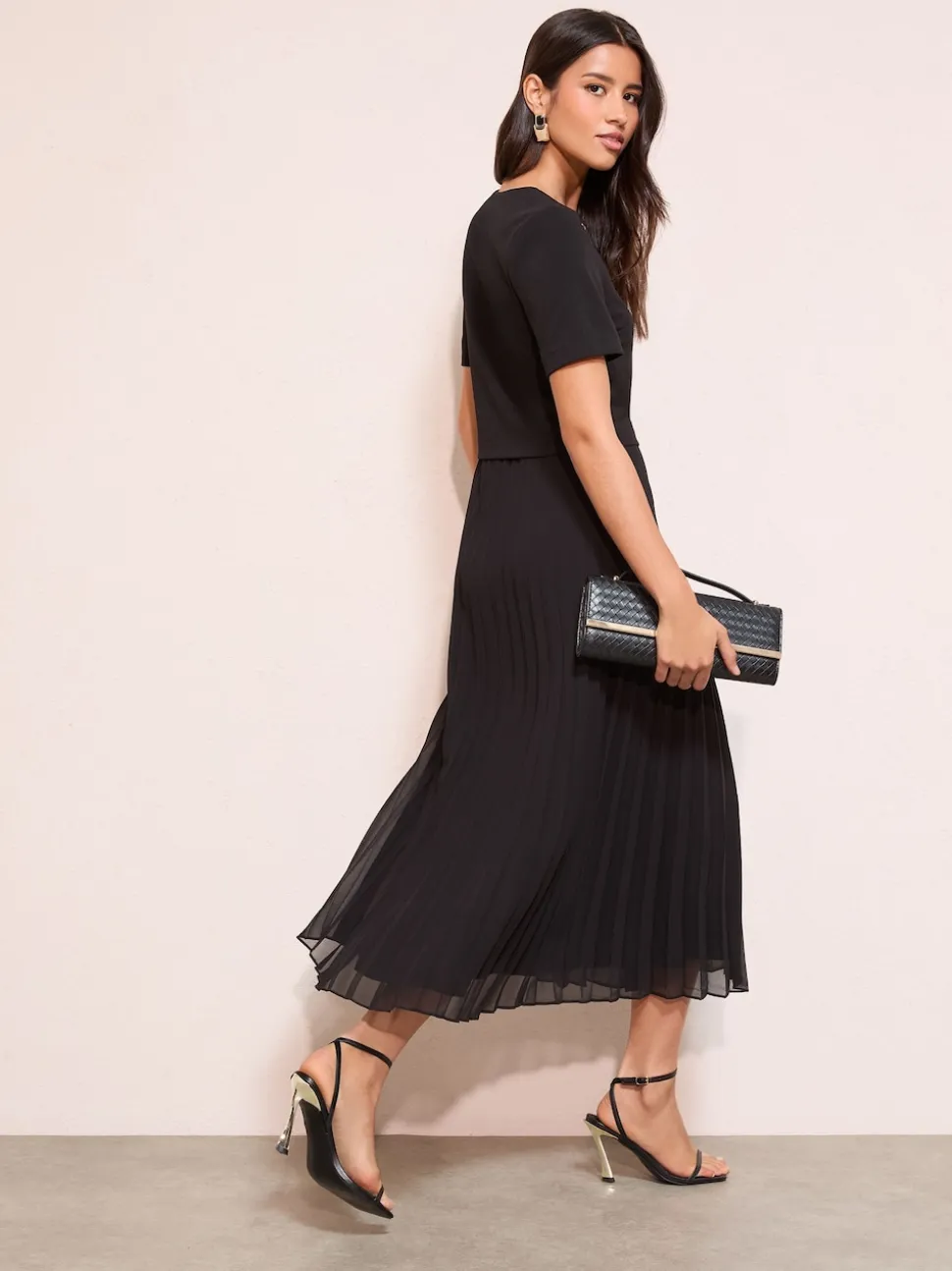 Friends Like These Black Button Down 2-In-1 Pleated Dress