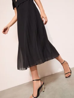 Friends Like These Black Button Down 2-In-1 Pleated Dress