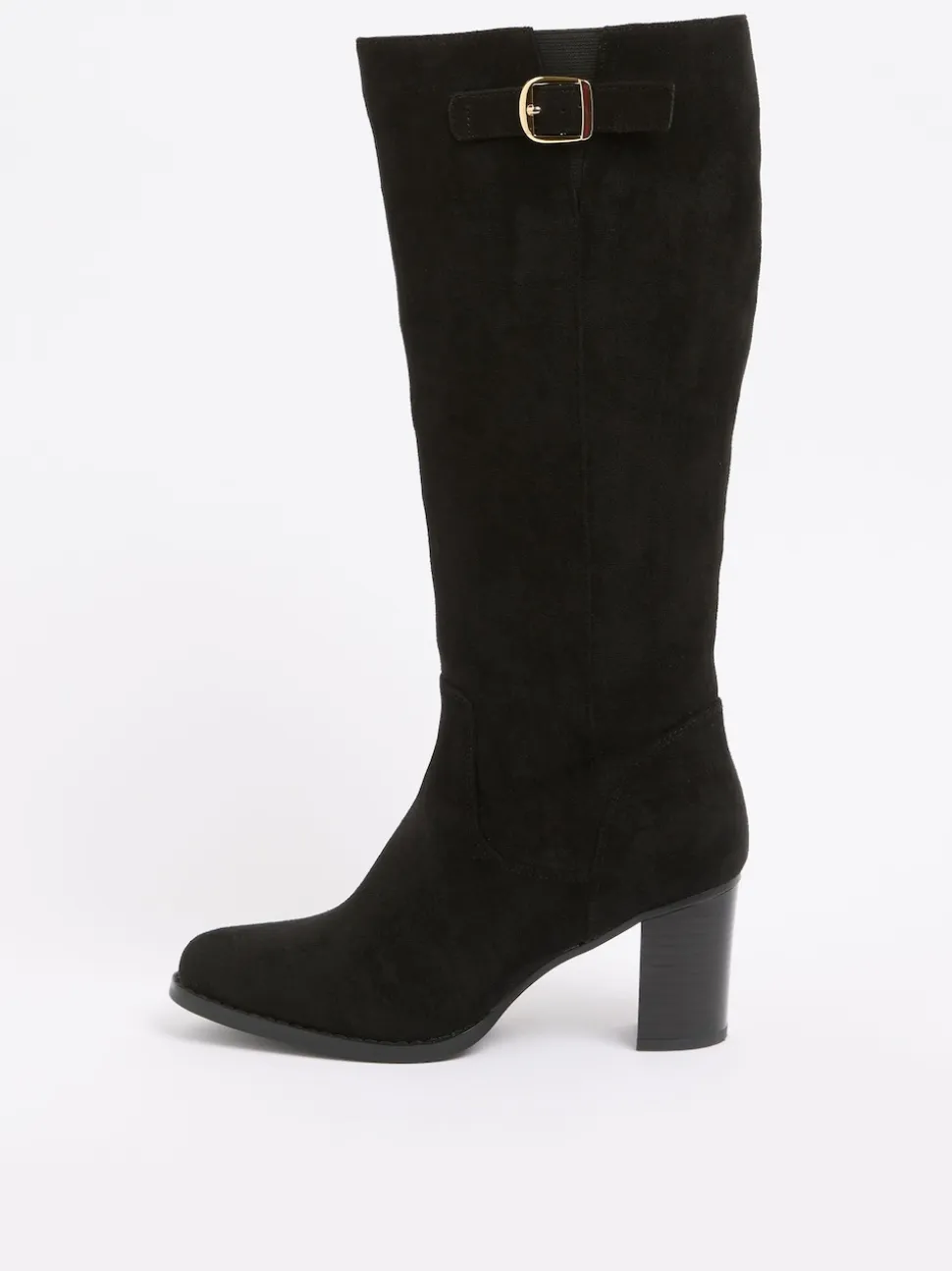 Friends Like These Black Standard fit Standard / Wide Fit Faux Suede Mid Heel Buckle Smart Knee High Boots