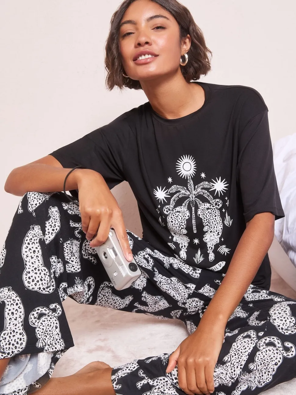 Friends Like These Black Cheetah Print Pyjamas Set
