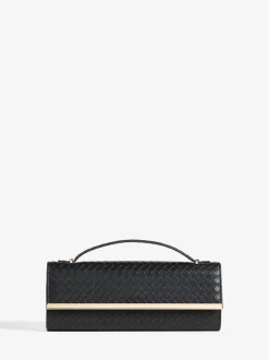Friends Like These Black Top Handle Weave Clutch Bag