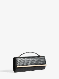 Friends Like These Black Top Handle Weave Clutch Bag