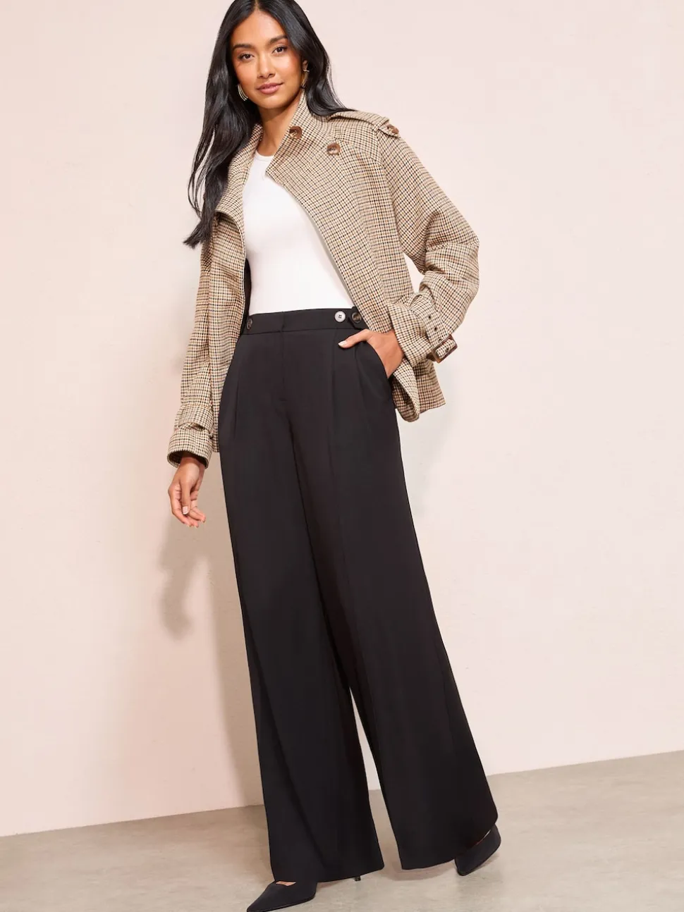 Friends Like These Black Adjustable Waist Premium Wide Leg Trousers