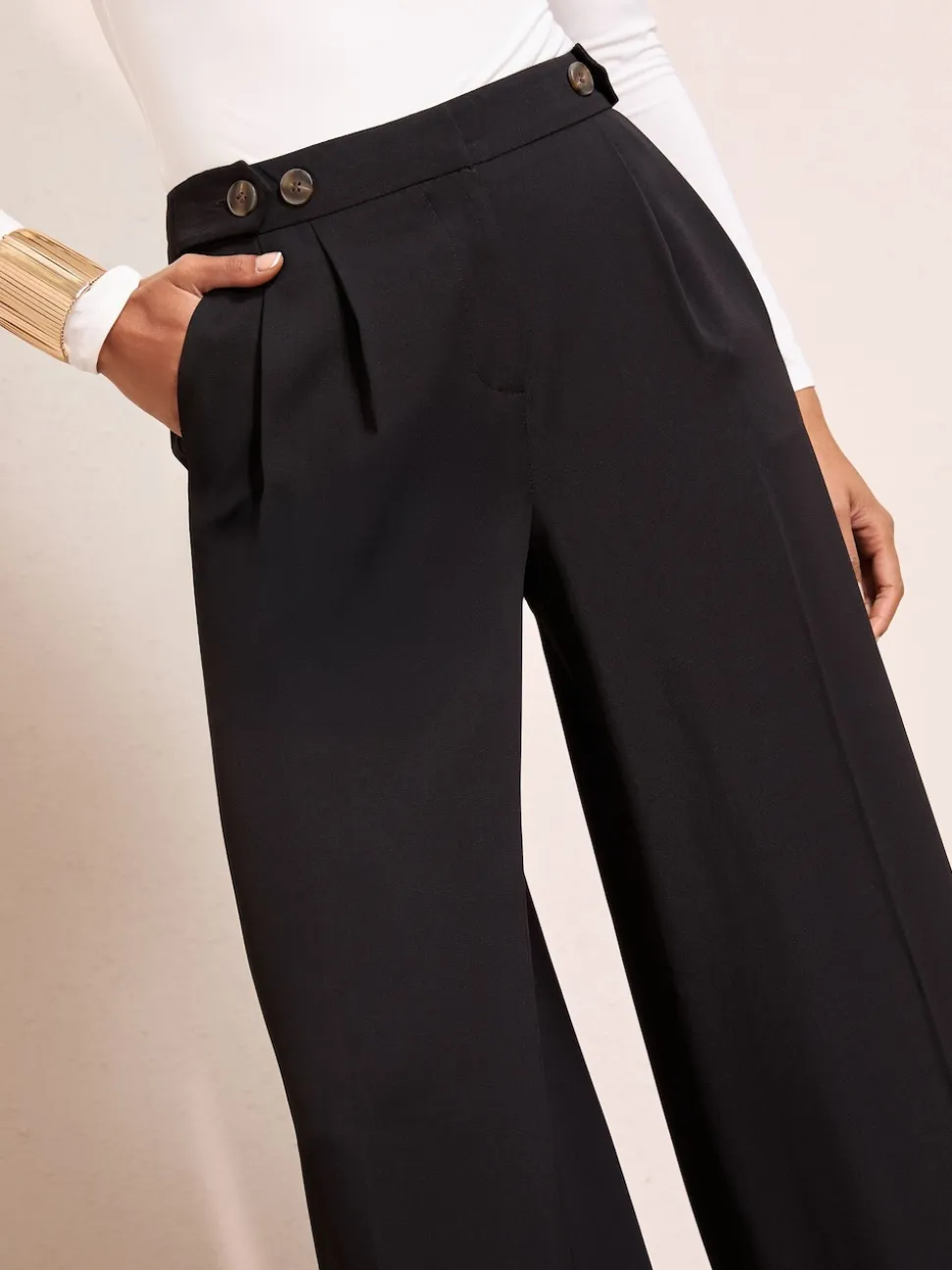 Friends Like These Black Adjustable Waist Premium Wide Leg Trousers