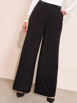 Friends Like These Black Adjustable Waist Premium Wide Leg Trousers