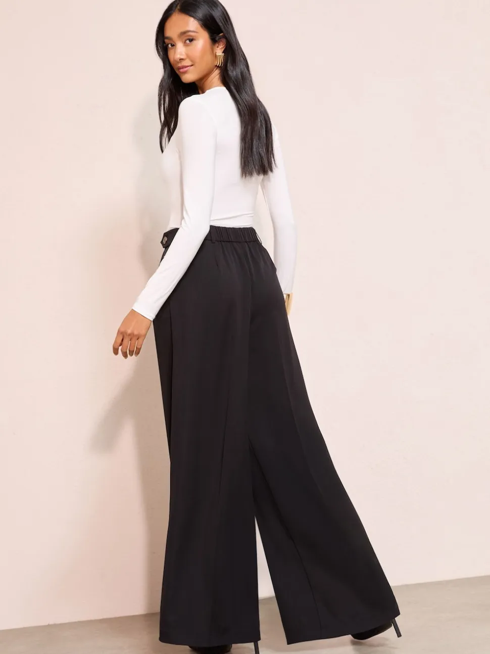 Friends Like These Black Adjustable Waist Premium Wide Leg Trousers