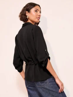 Friends Like These Black Utility Style Tie Waist Shirt