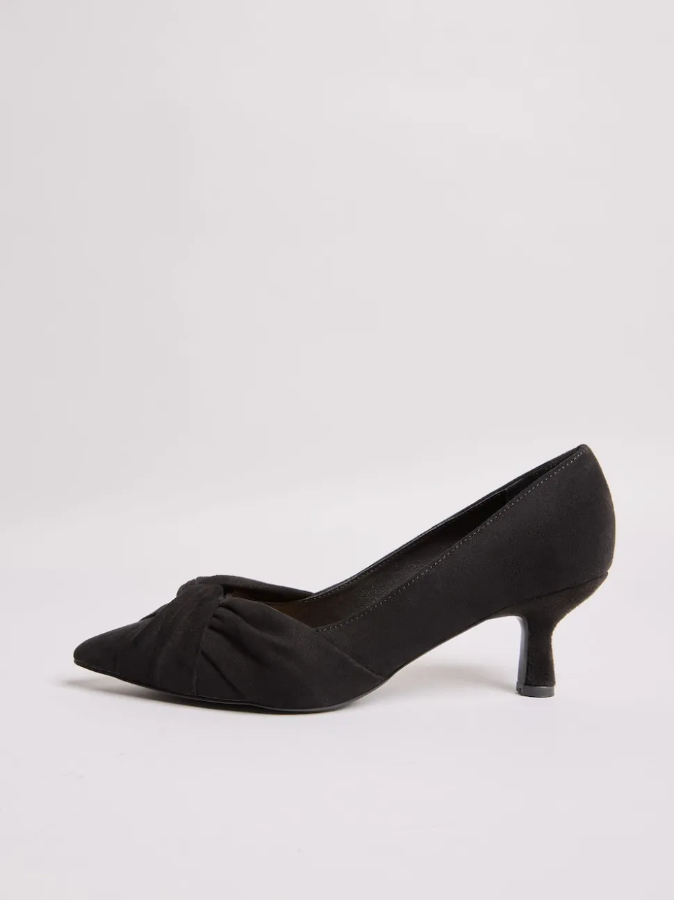 Friends Like These Black Standard Fit Twist Detail Kitten Heel Faux Suede Courts