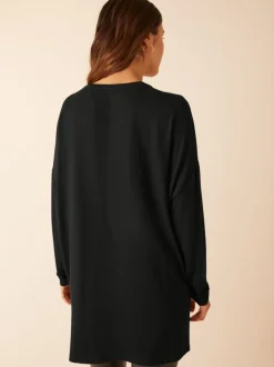 Friends Like These Black Soft Jersey V-Neck Long Sleeve Tunic Top
