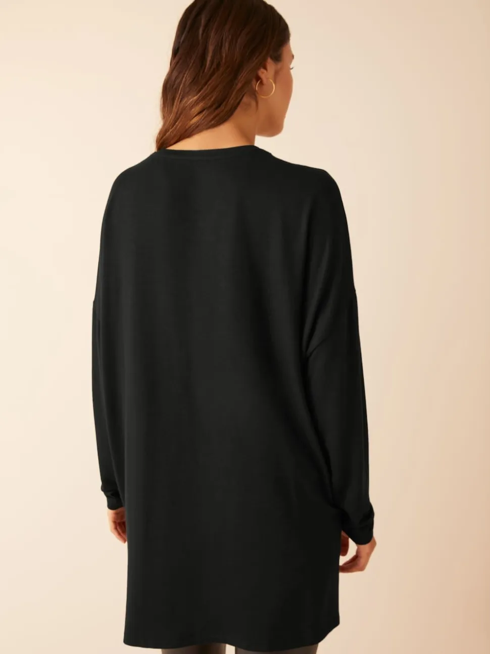 Friends Like These Black Soft Jersey V-Neck Long Sleeve Tunic Top