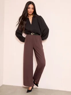 Friends Like These Black Long Sleeve Pleat Front Detail Blouse