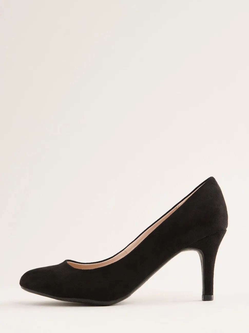 Friends Like These Black Wide Fit Low Stiletto Heel Round Toe Faux Suede Court Shoes