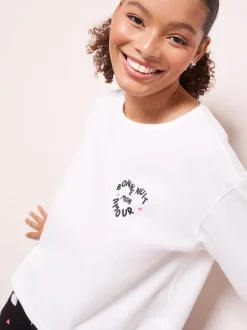 Friends Like These Black/White Bonne Nuit Heart Long Sleeve Pyjamas