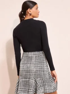 Friends Like These Black/White Boucle Flippy Mini Skirt