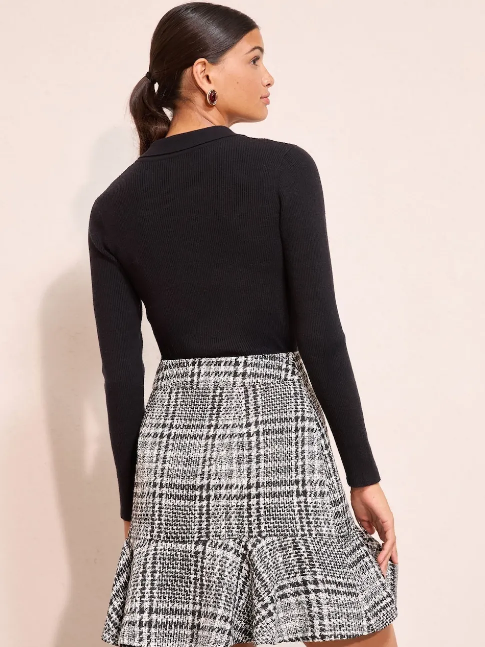 Friends Like These Black/White Boucle Flippy Mini Skirt