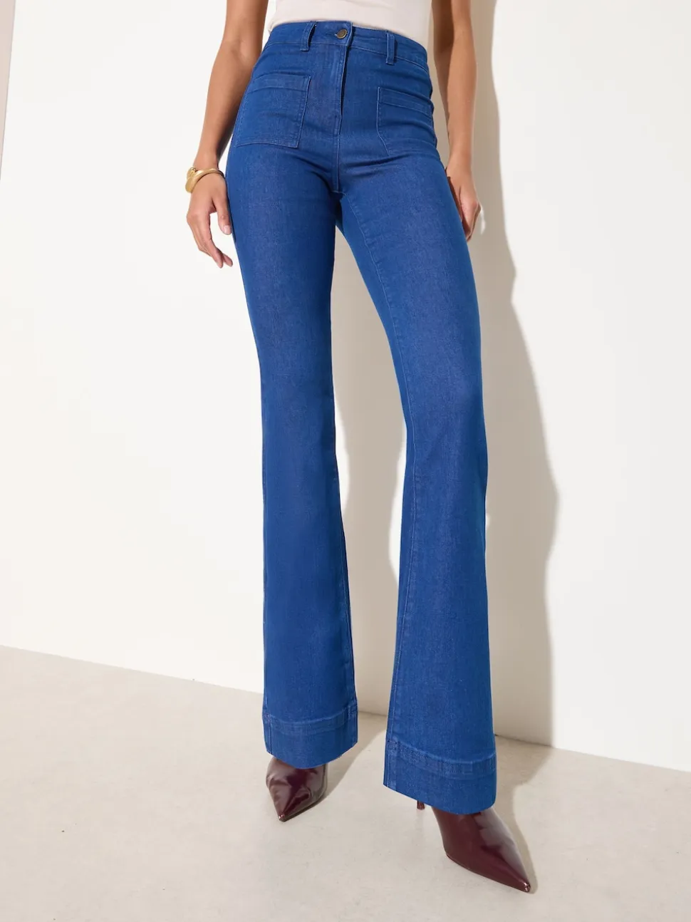 Friends Like These Blue High Waist Pocket Flare Jeans