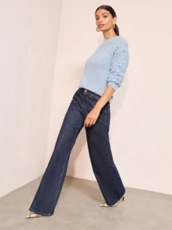 Friends Like These Blue Pointelle Stitch Jumper