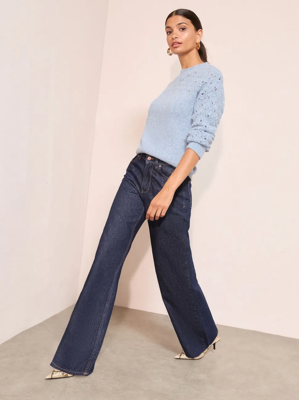 Friends Like These Blue Pointelle Stitch Jumper