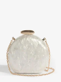 Friends Like These Bridal White Round Acrylic Clutch Bag
