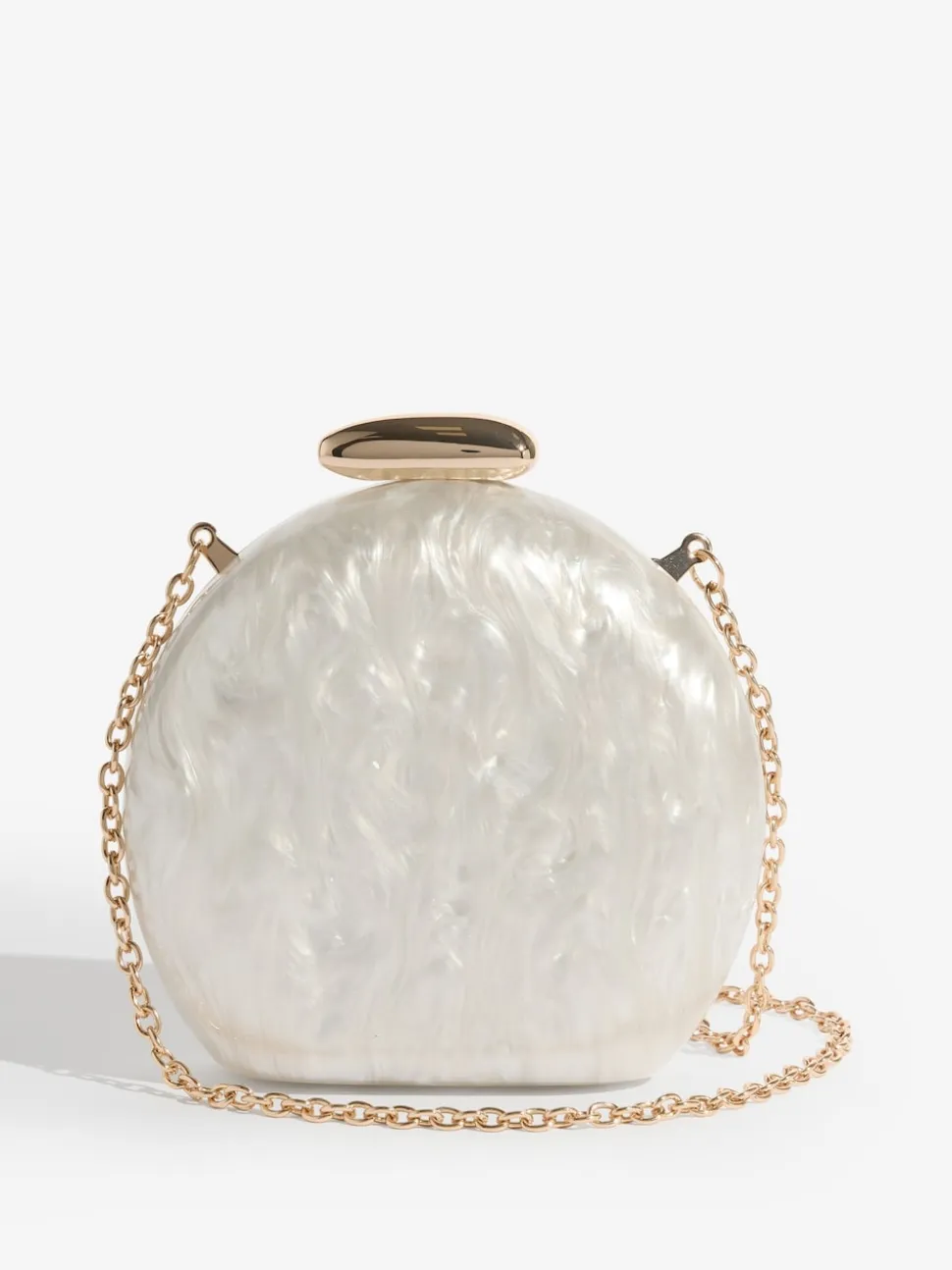 Friends Like These Bridal White Round Acrylic Clutch Bag