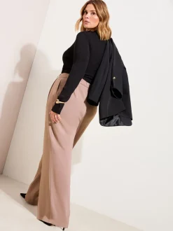 Friends Like These Brown Curve Pull On Side Stripe Trousers