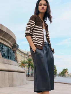 Friends Like These Brown Contrast Stripe Cardigan