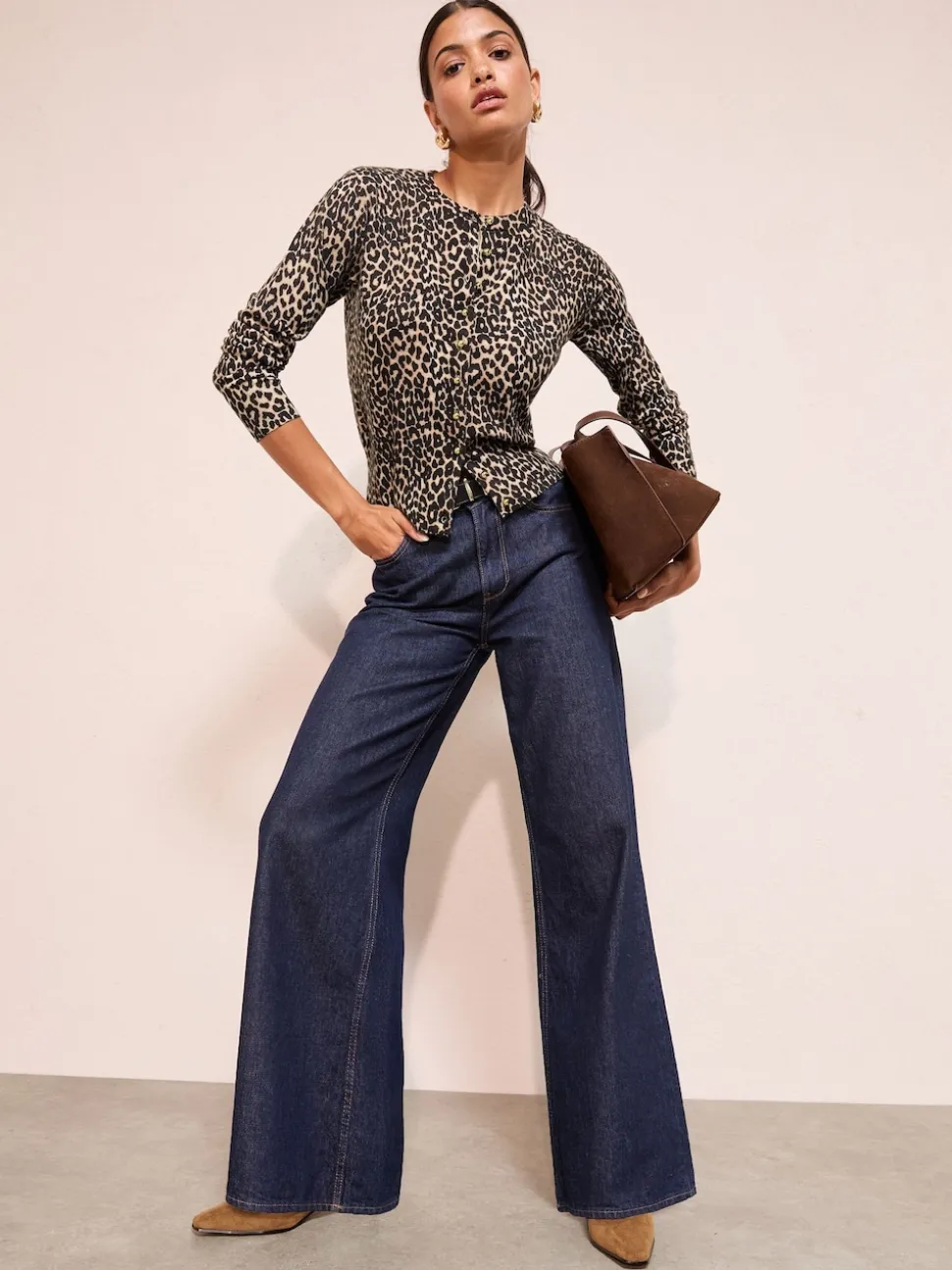 Friends Like These Brown Animal Dome Button Cardigan