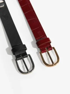 Friends Like These Burgundy and Black Studded Belts 2 Pack